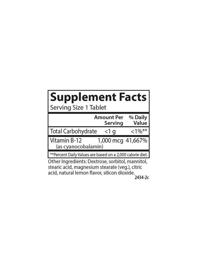 Carlson Chewable B-12, 1000 mcg, Energy Production & Nerve Function, Optimal Wellness, Lemon, 90 Tablets - Image 4