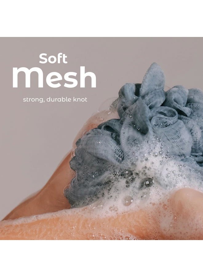 MainBasics Bath Shower Loofah Sponge Pouf Body Scrubber Exfoliator Body Wash Sponge (Set of 3, Airy Blossom) - Image 3