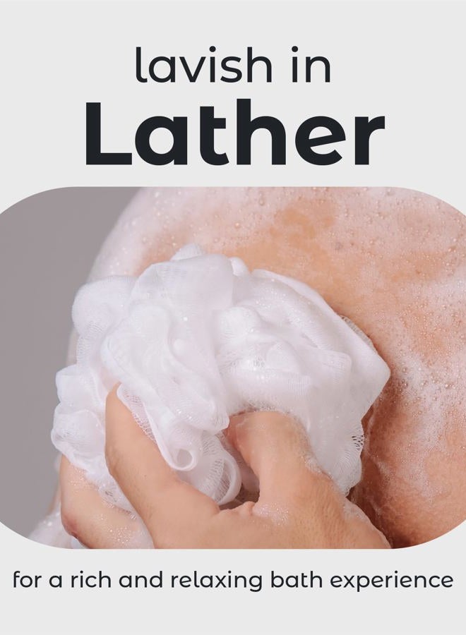 MainBasics Bath Shower Loofah Sponge Pouf Body Scrubber Exfoliator Body Wash Sponge (Set of 3, Airy Blossom) - Image 4