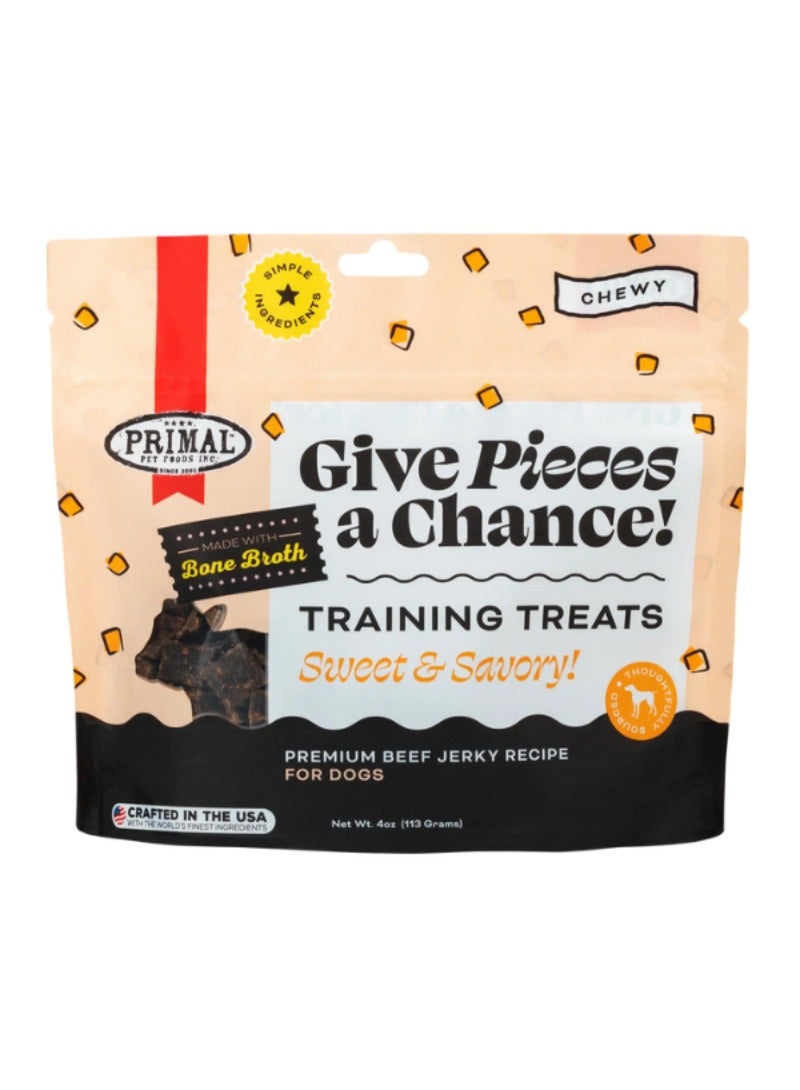 Primal Pet Foods Give Pieces A Chance Beef With Broth Jerky Treat For Dog 113g - Image 1