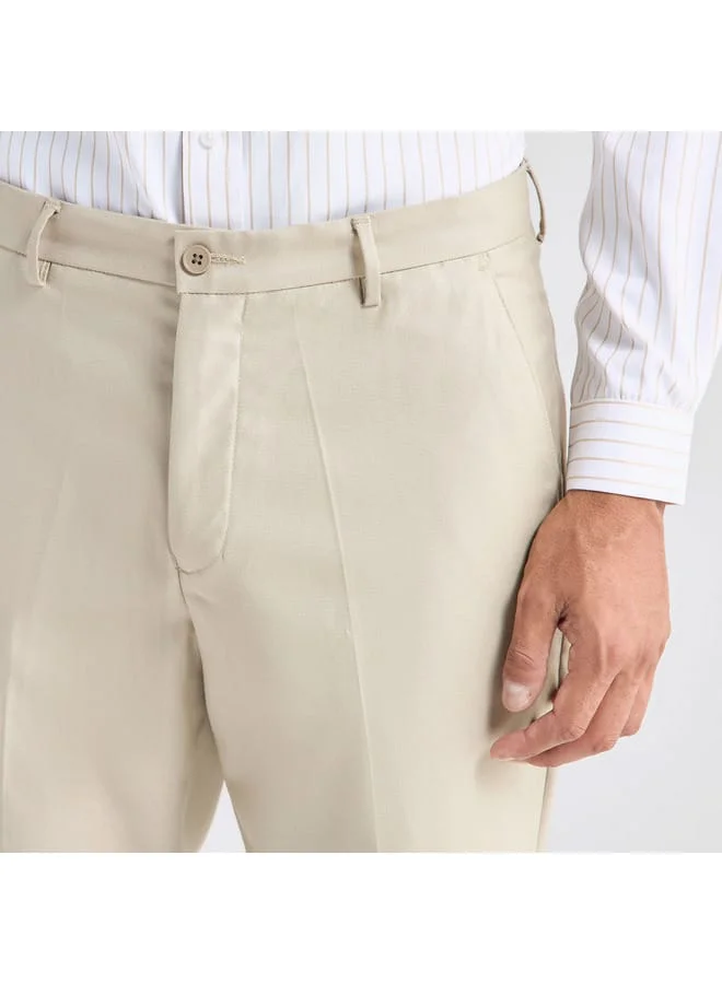 Splash FAV Textured Regular Fit Flexi Waist Trousers with Pockets