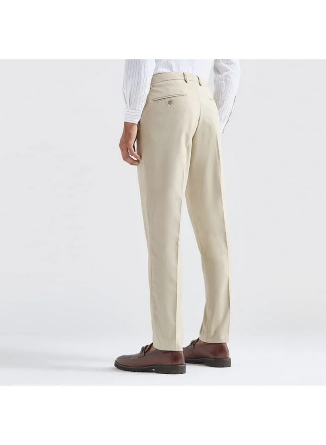 Splash FAV Textured Regular Fit Flexi Waist Trousers with Pockets