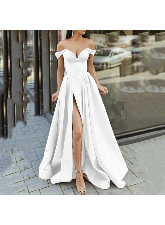 Spring New Independent Station European And American Women's Multi-color Strapless V-neck Backless Large Swing Dress