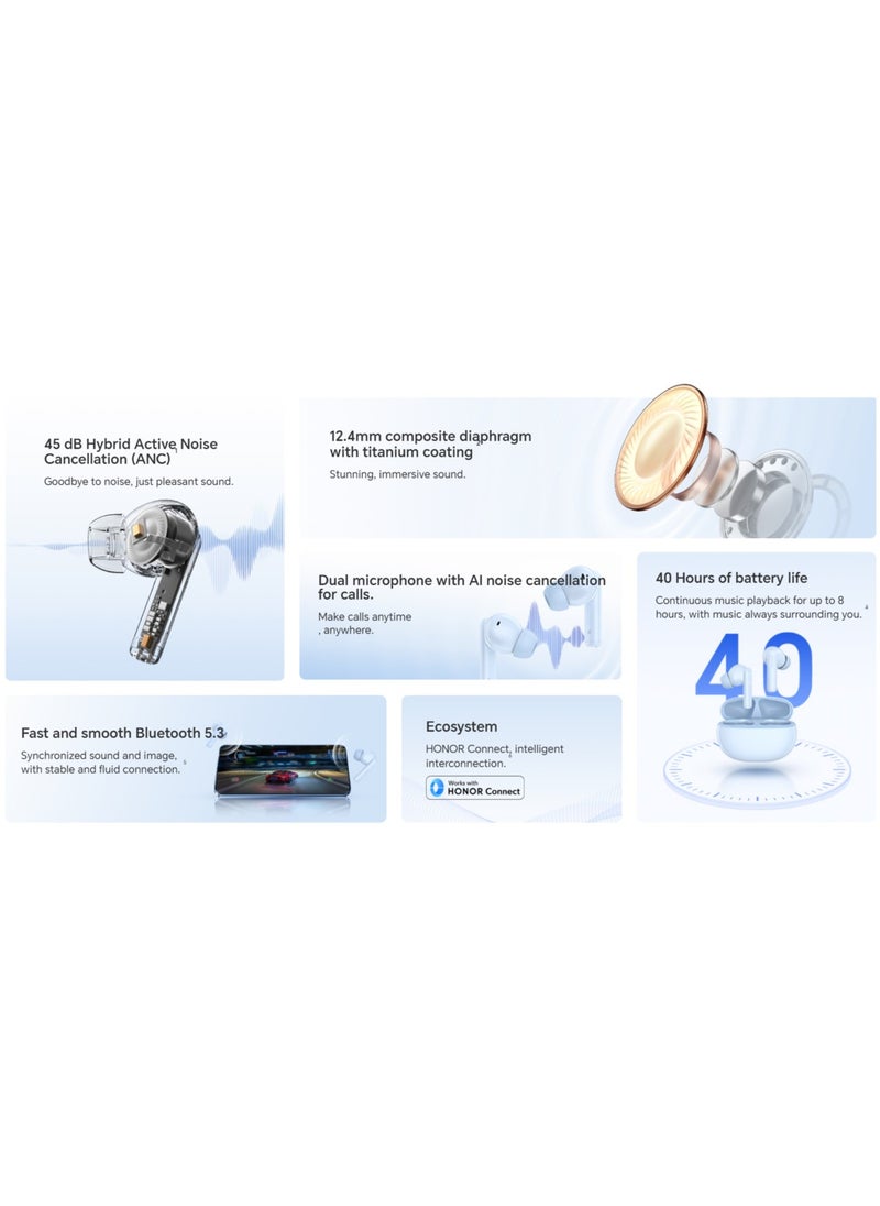 Honor Choice - Honor Choice Earbuds X7i 40 Hours Long Battery Life White - Image 1