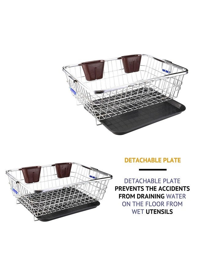 Birdwing Stainless Steel 64 * 48 * 23 Cm With Water Drip Traey Dish Drainer Rack, Utensil Drying Stand for Kitchen Plate Rack Bartan Basket Sink Top Dish Drainer Rack - Image 3