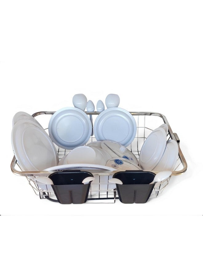 Birdwing Stainless Steel 64 * 48 * 23 Cm With Water Drip Traey Dish Drainer Rack, Utensil Drying Stand for Kitchen Plate Rack Bartan Basket Sink Top Dish Drainer Rack - Image 1