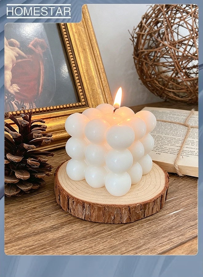 Soy Wax White Bubble Candles - Cool Shaped, Strong Scented Cube Funny Aesthetic Candle for Trendy Home Room Shelf Decor Home Use and Gifting - Image 3