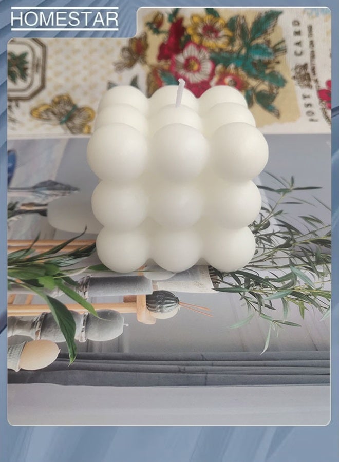 Soy Wax White Bubble Candles - Cool Shaped, Strong Scented Cube Funny Aesthetic Candle for Trendy Home Room Shelf Decor Home Use and Gifting - Image 4