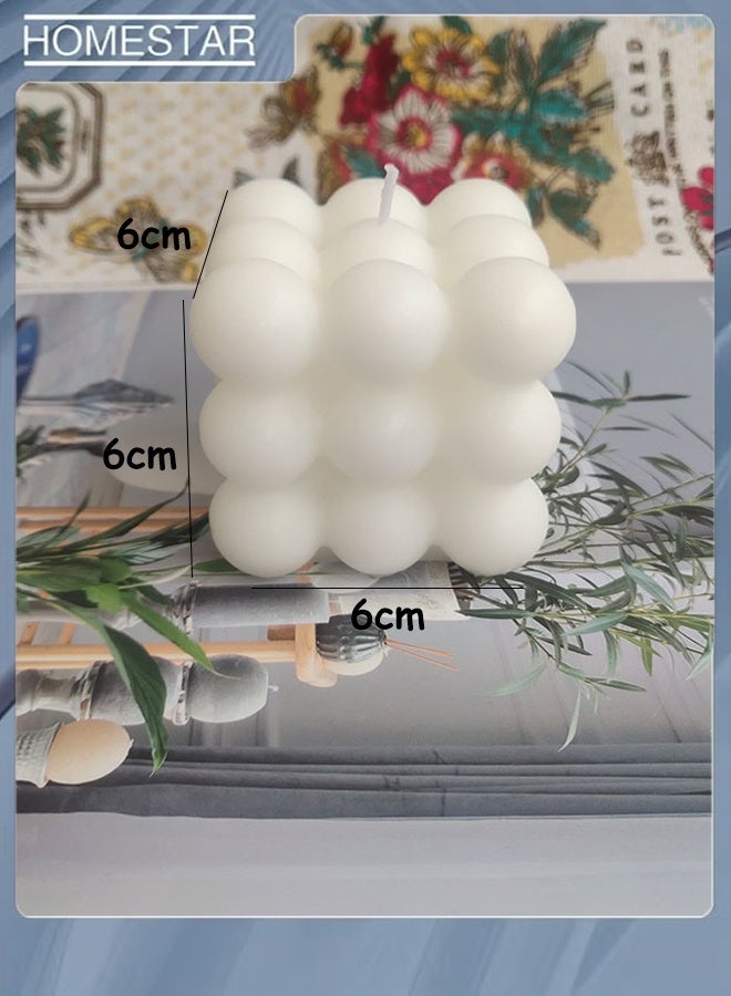 Soy Wax White Bubble Candles - Cool Shaped, Strong Scented Cube Funny Aesthetic Candle for Trendy Home Room Shelf Decor Home Use and Gifting - Image 1
