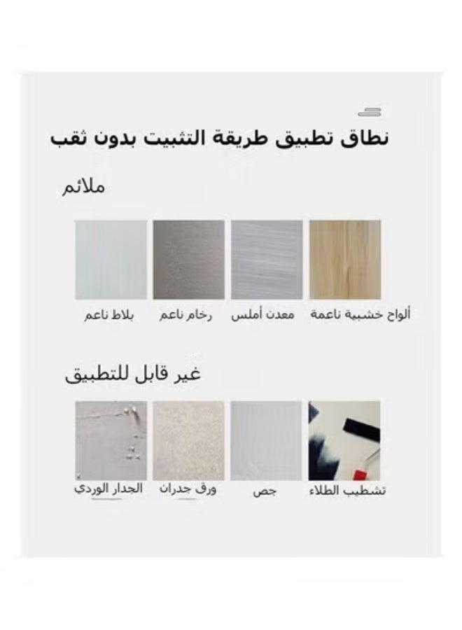 رف جدار الحمام من طبقتين مع خطافات، رف الحمام، رف دش الحمام من الفولاذ المقاوم للصدأ للحمام، المطبخ، غرفة النوم، رف دش لزج وقابل للثقب، رف تخزين الحمام يثبت على الحائط. - Image 4