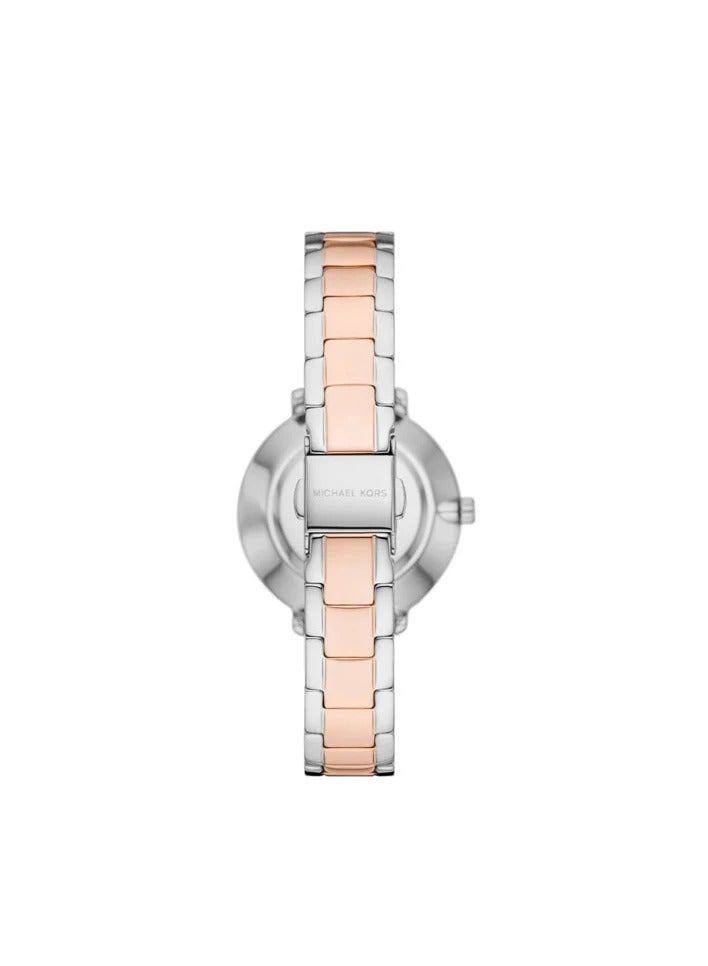 ام كي ساعة نسائية من الكوارتز بمينا أبيض من عرق اللؤلؤ وحزام فولاذي - 1066 - Image 2