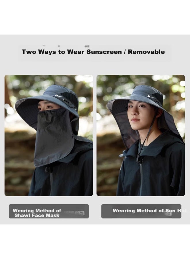 Pull Back Huangli Sun Hat Men's Sunscreen Hat Outdoor Sunshade Hat Face-shielding Sun Hat Neck-protecting Uv-resistant Fishing Hat Simple Fisherman Hat - Image 2