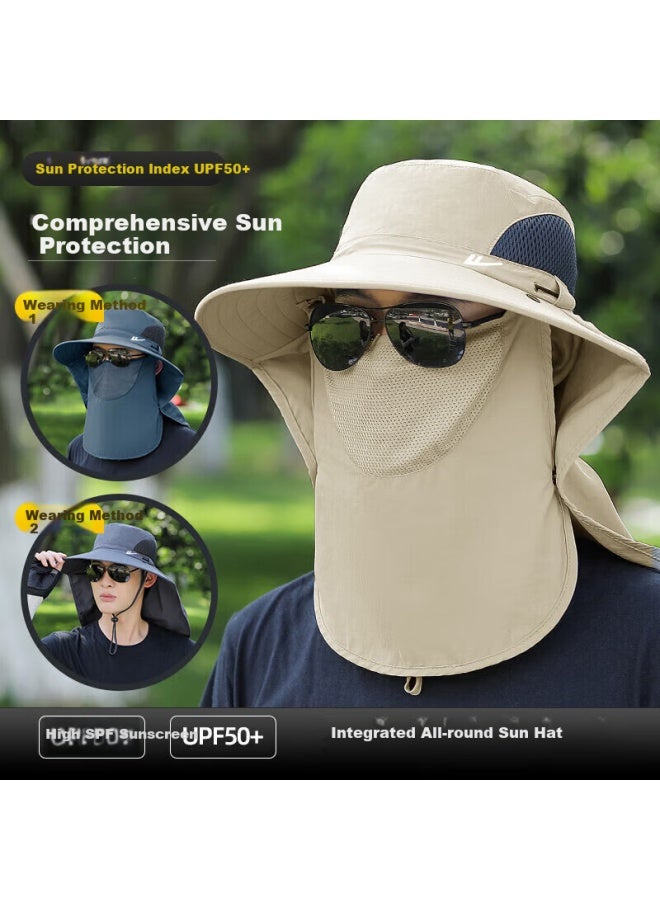 Pull Back Huangli Sun Hat Men's Sunscreen Hat Outdoor Sunshade Hat Face-shielding Sun Hat Neck-protecting Uv-resistant Fishing Hat Simple Fisherman Hat - Image 1