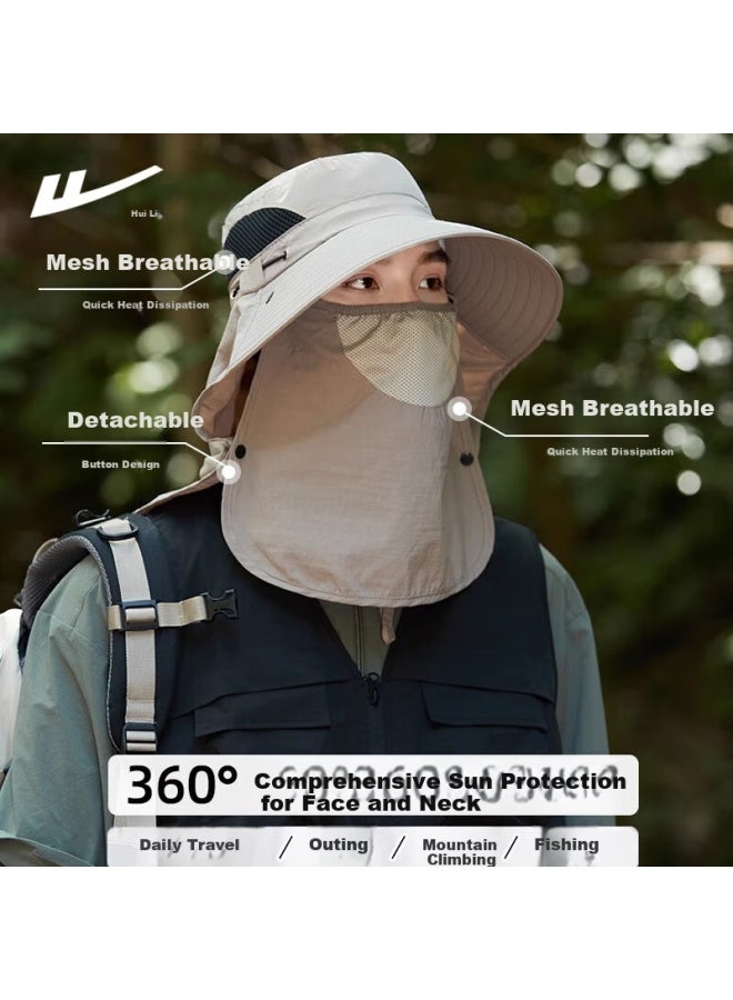 Pull Back Huangli Sun Hat Men's Sunscreen Hat Outdoor Sunshade Hat Face-shielding Sun Hat Neck-protecting Uv-resistant Fishing Hat Simple Fisherman Hat - Image 4