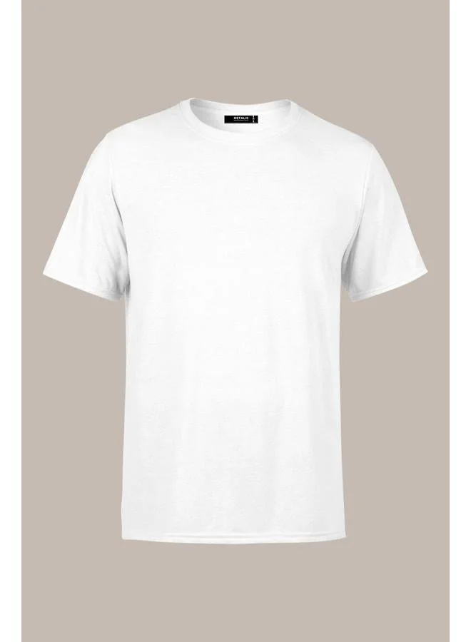 mmetalic Men's Black 100% Cotton Regular Fit Basic Crew Neck T-Shirt