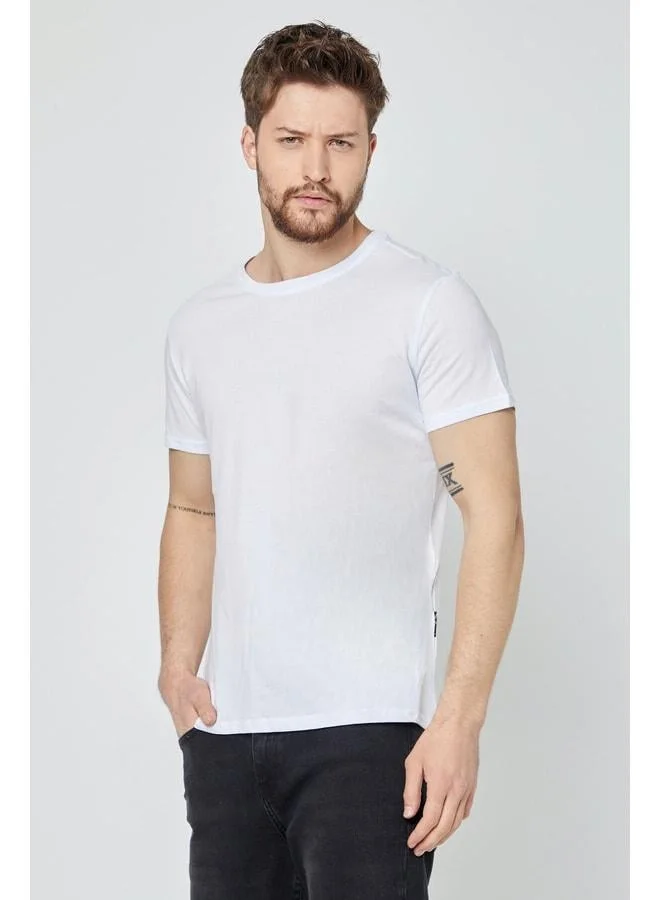 mmetalic Men's Black 100% Cotton Regular Fit Basic Crew Neck T-Shirt