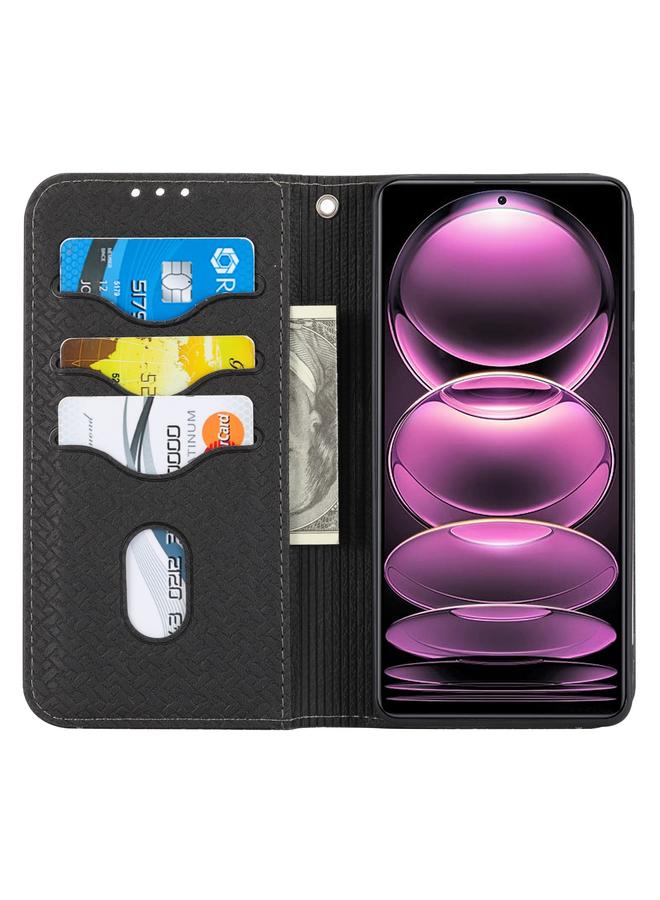 اس-توب جراب لهاتف Redmi Note 12 Pro+ جراب هاتف جلدي مغناطيسي بخياطة منسوجة عالمية - Image 4