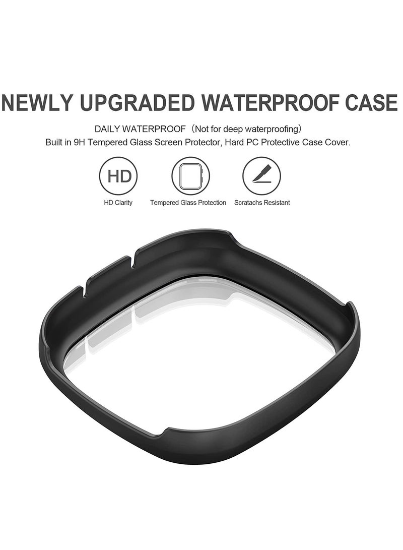 كاست ويف Screen Protector for Fitbit Sense/Versa 3 with HD Tempered Glass Sensitive Touch Protective Case, Hard PC Cover with Full Coverage Bumper for Sense/Versa 3 Smartwatch (Blue/Black/Transparent)【3 Pack】 - Image 4