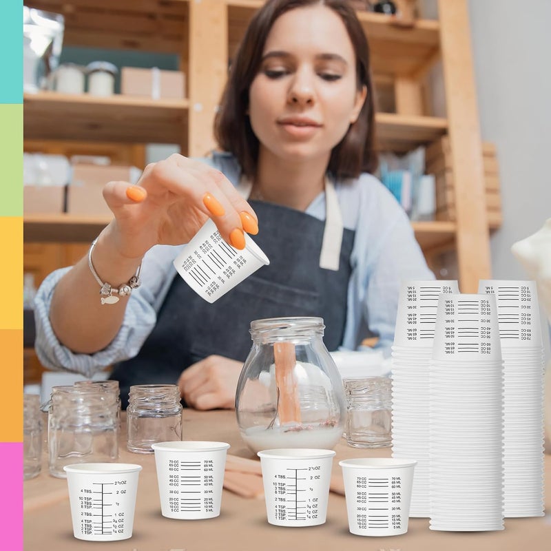 Sliner 100 Pcs 3 oz Graduated Paper Cups Disposable Wax Coated Medicine Cups Disposable Measuring Cups with Clear Measurements for Measuring Resin, Mixing Paint, Resin, Stain, Epoxy - Image 4
