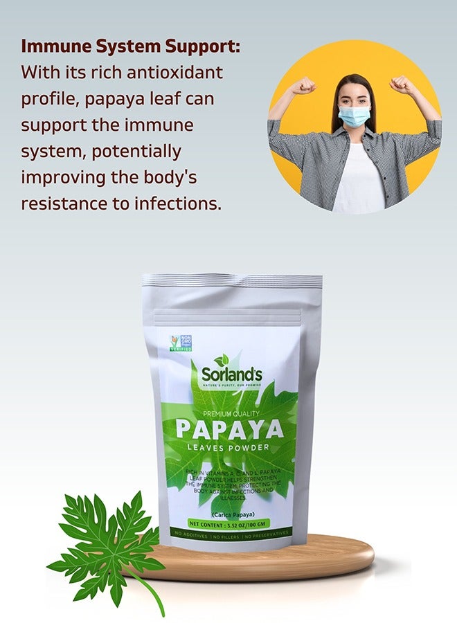 Sorland's Papaya Leaves Powder 100 gm Supports Increases Platelets And Digestion - Image 5