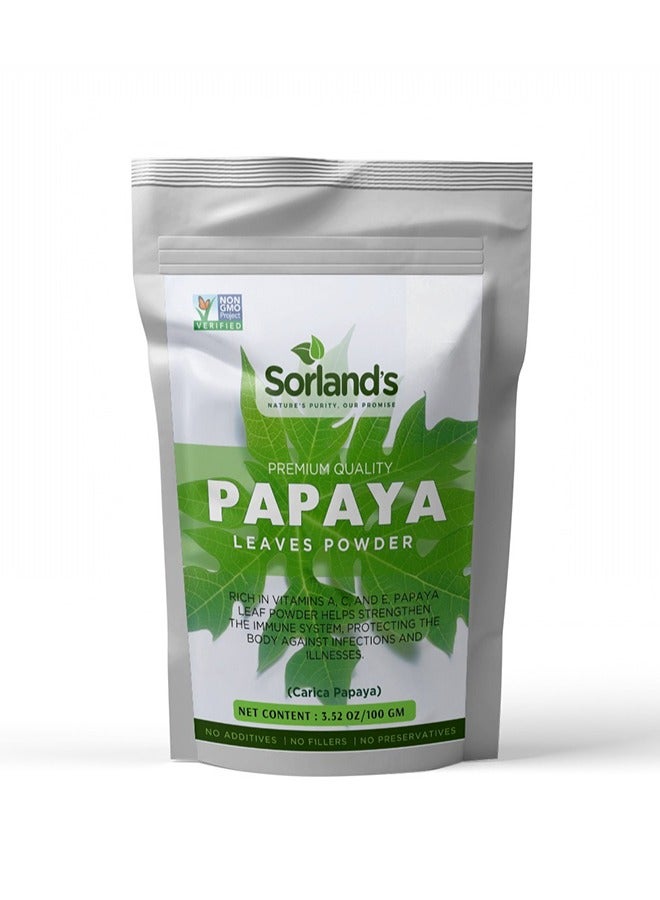 Sorland's Papaya Leaves Powder 100 gm Supports Increases Platelets And Digestion - Image 1