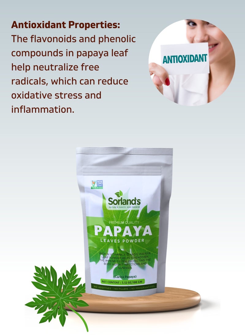 Sorland's Papaya Leaves Powder 100 gm Supports Increases Platelets And Digestion - Image 4