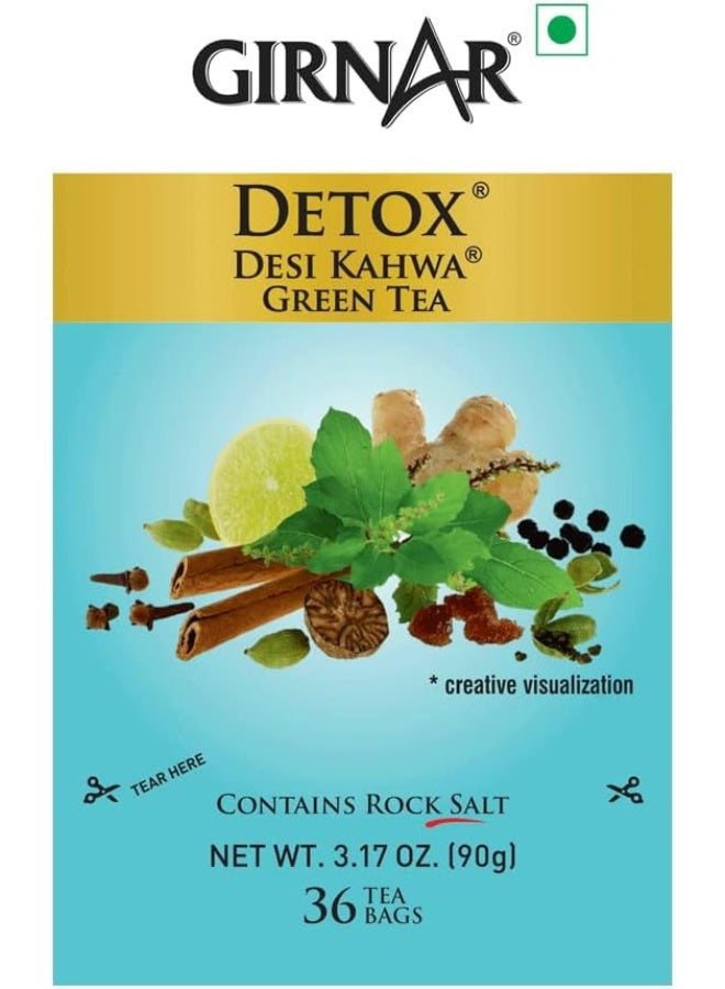 Girnar Detox Green Tea (Desi Kahwa) (36 Tea Bags) - Image 5