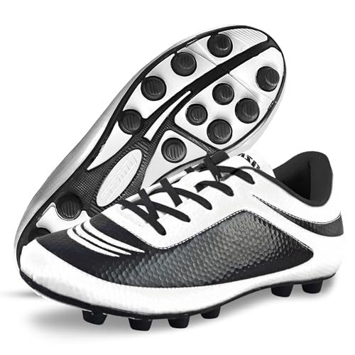 Vizari Infinity FG Soccer Cleats Firm Ground Soccer Cleats for Outdoor Surfaces and Fields Lightweight and Easy to wear Youth Soccer Cleats WhiteBlack Toddler - Image 1