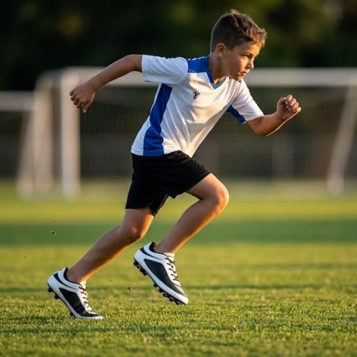 Vizari Infinity FG Soccer Cleats Firm Ground Soccer Cleats for Outdoor Surfaces and Fields Lightweight and Easy to wear Youth Soccer Cleats WhiteBlack Toddler - Image 3
