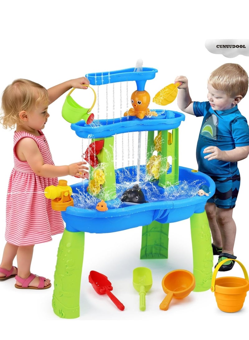 CUNUUDOOL Water Table for Toddlers 3-5without Pump Kids Sand and Water Activity Sensory Play Table Outdoor Toys for Kids Ages 4-8 Summer Outside Beach Pool Backyard Toys Age 3 4 5 Year Old Boys Girls Gifts,Blue.  - Image 1
