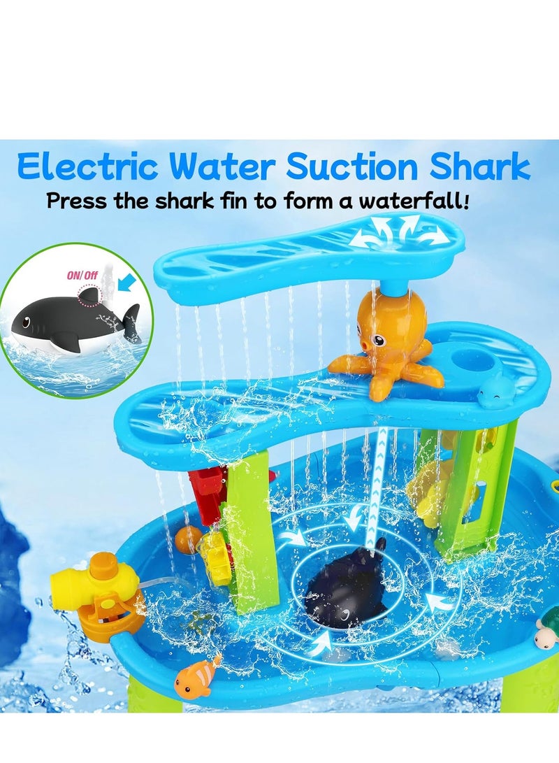 CUNUUDOOL Water Table for Toddlers 3-5without Pump Kids Sand and Water Activity Sensory Play Table Outdoor Toys for Kids Ages 4-8 Summer Outside Beach Pool Backyard Toys Age 3 4 5 Year Old Boys Girls Gifts,Blue.  - Image 2