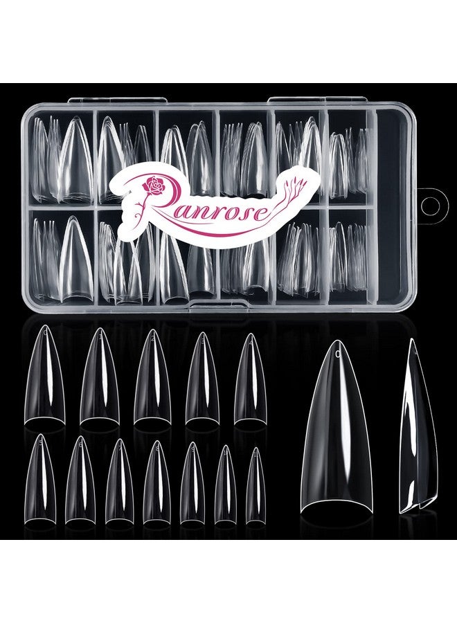 ranrose 120Pcs Short Nail Tipsshort Soft Gel Stiletto Nail Tips Half Cover False Nail Almond Shape Point Acrylic Sharp Artificial False Nail For Diy (Stiletto Shape) - Image 2
