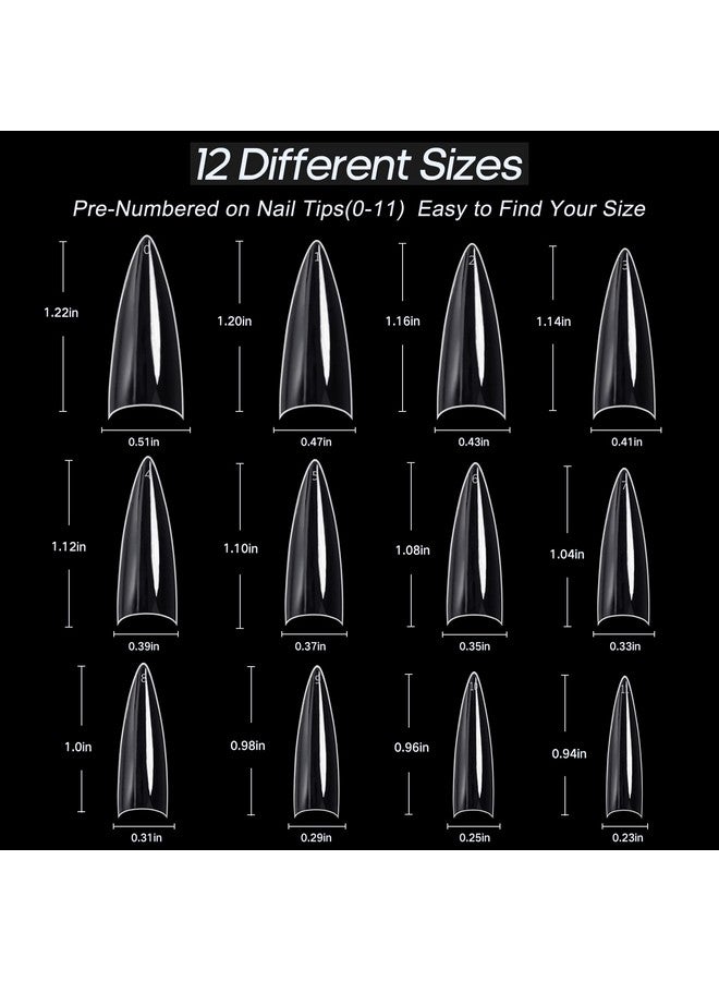 ranrose 120Pcs Short Nail Tipsshort Soft Gel Stiletto Nail Tips Half Cover False Nail Almond Shape Point Acrylic Sharp Artificial False Nail For Diy (Stiletto Shape) - Image 3