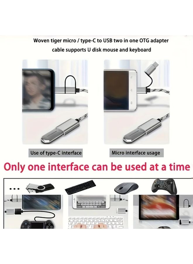 محول أسود 2 في 1 OTG من USB 2.0 إلى Micro USB وType C لمزامنة البيانات والنقل السريع - Image 5