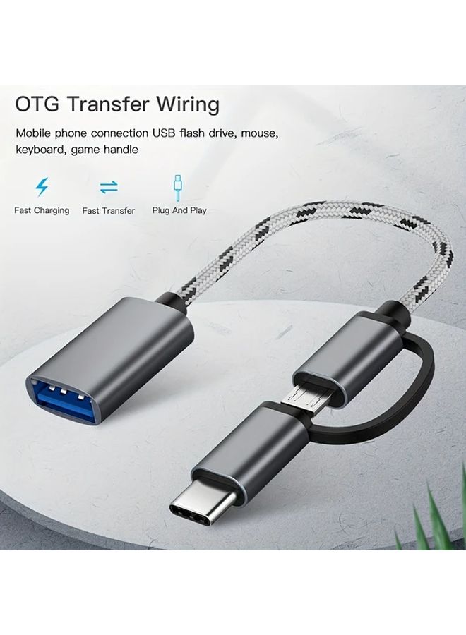محول أسود 2 في 1 OTG من USB 2.0 إلى Micro USB وType C لمزامنة البيانات والنقل السريع - Image 3