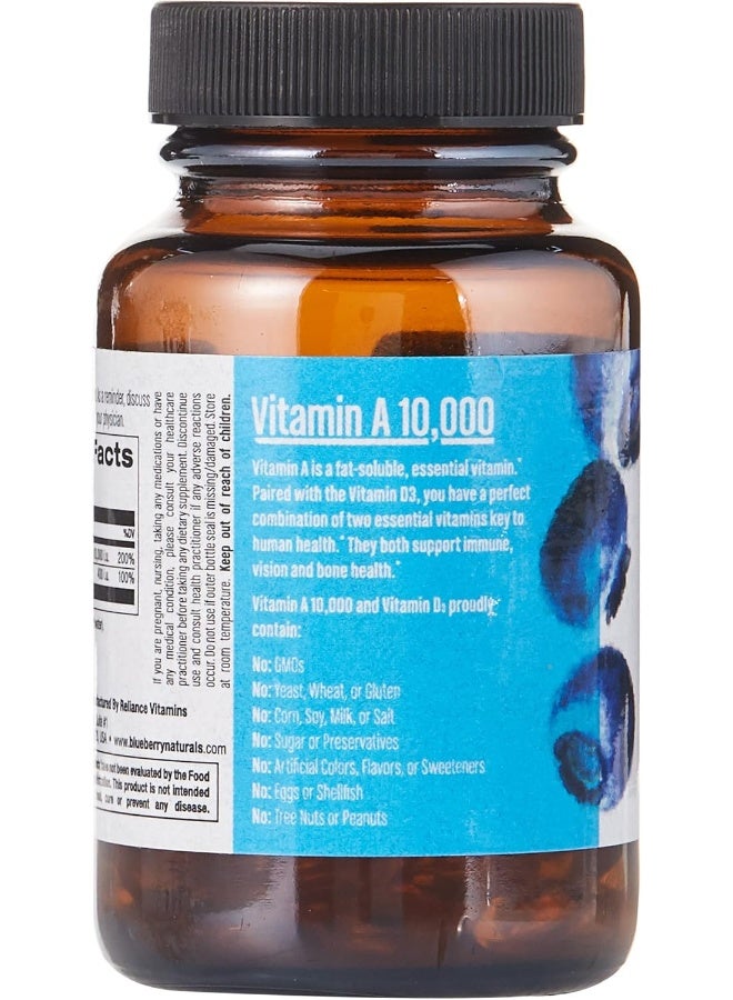 Blueberry Naturals Vitamin A 10,000IU Softgels 100's - Image 2