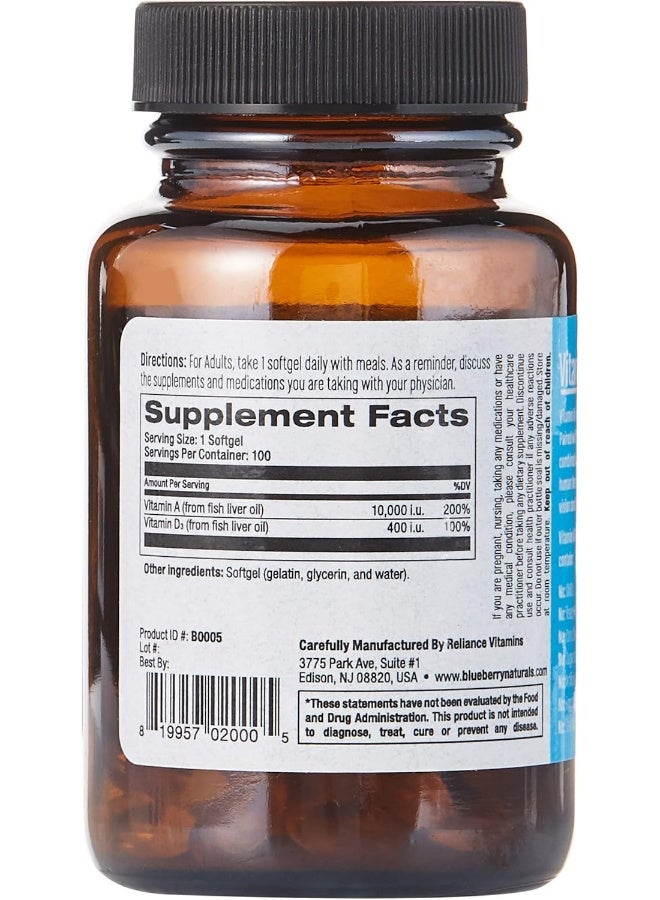 Blueberry Naturals Vitamin A 10,000IU Softgels 100's - Image 3