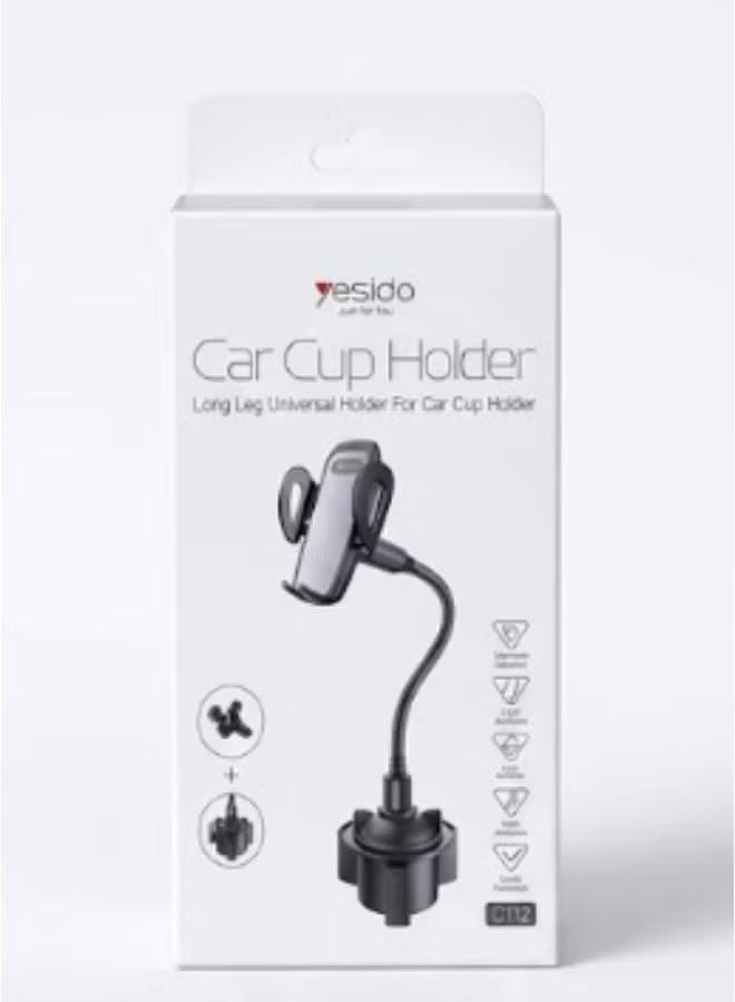 Yesido Wtech YESIDO C112 Car Cup Holder Phone Mount with Flexible Gooseneck and Air Vent Clip, 360° Rotation - Image 3