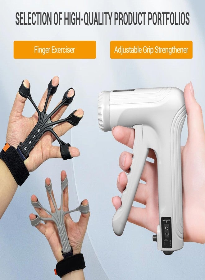 YESIMET Hand Grip Strengthener- Forearm Exerciser, Grip Strength Trainer, Hand Strength-Adjustable Resistance (22-132LBS) Forearm Workout with Digital Counter,Finger Exerciser, Finger Strength Trainer Combo Set - Image 2
