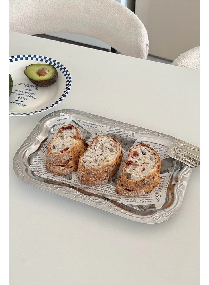 أوبتيا 3 حزم صينية من الفولاذ المقاوم للصدأ، صينية زخرفية كبيرة، صينية تقديم صينية من الفولاذ المقاوم للصدأ لتنظيم المجوهرات صينية لطاولة الزينة صينية للحمام حامل العطور، فضي - Image 4