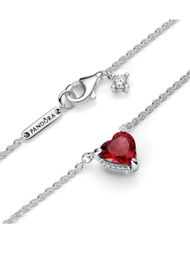 Generic Women's classic cubic zirconia 925 silver inlaid hand-painted love pendant, girl's birthday gift, red heart-shaped necklace, collarbone item  - Image 4