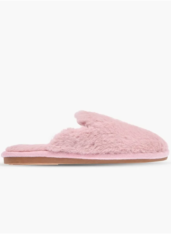 لو كونفورت Womens Fur Textured Slip-On Bedroom Mules