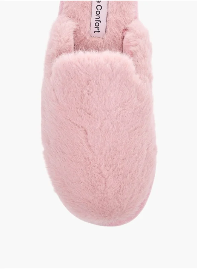 Le Confort Womens Fur Textured Slip-On Bedroom Mules