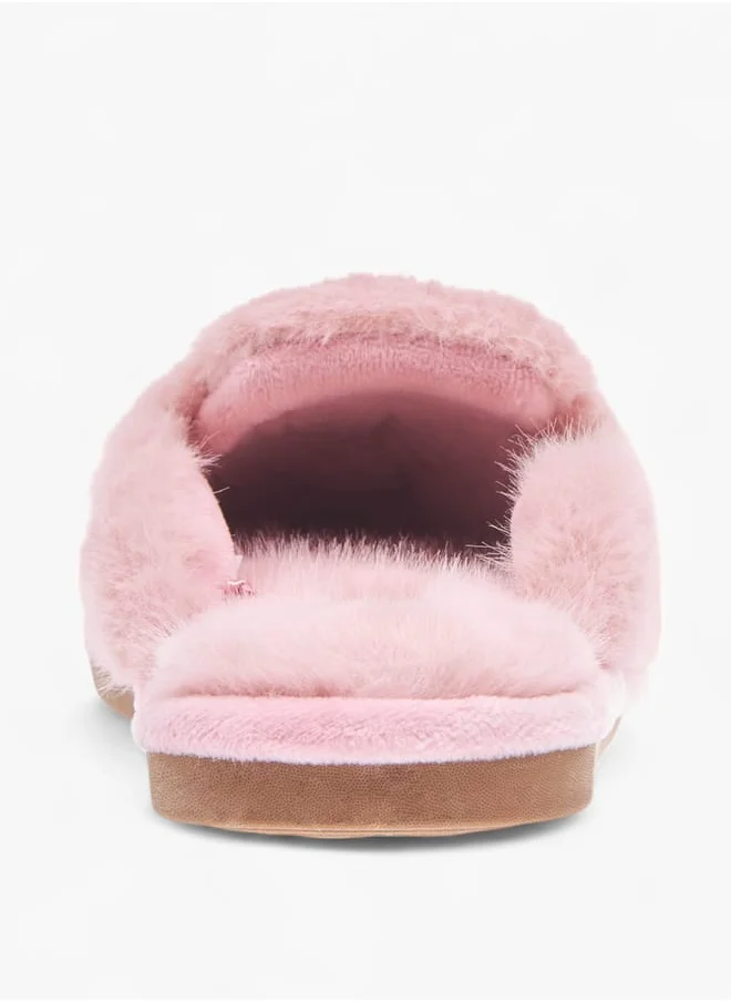 Le Confort Womens Fur Textured Slip-On Bedroom Mules
