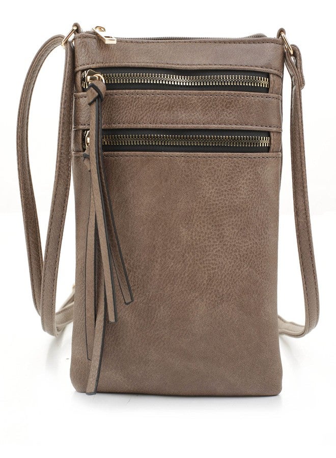 DELUXITY Crossbody Purse Bag Shoulder Bag Multi Pocket Zipper Purse, Dark Taupe, One size - Image 1