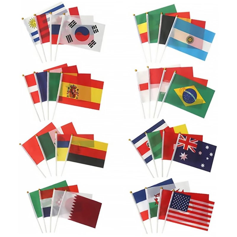 32 Pcs Small Hand Waving Polyester Flags 21x14cm For Worldwide Football Sporting Events - Image 2