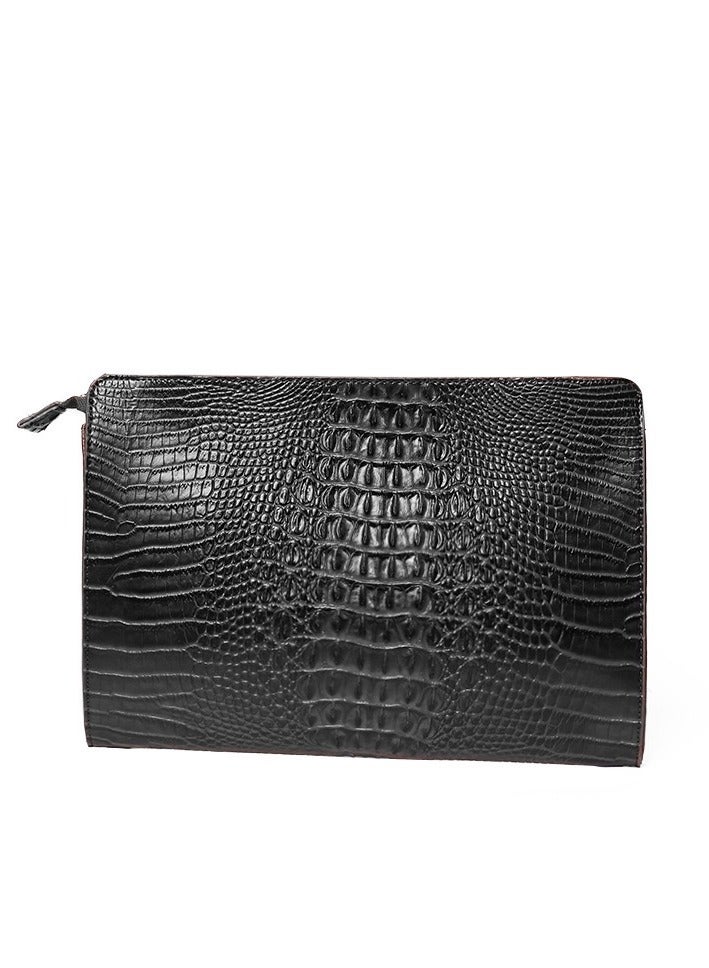 TOVELE5 Tovele 5 Classic Large Capacity Crocodile Pattern Premium Black Clutch Bag Business Document Bag  - Image 1