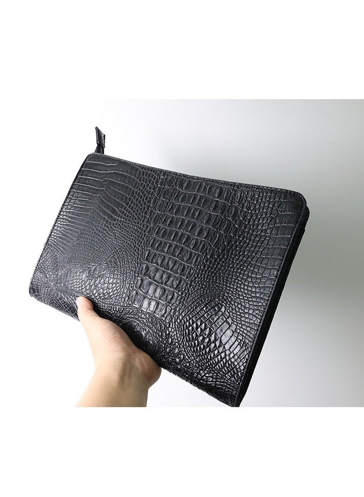 TOVELE5 Tovele 5 Classic Large Capacity Crocodile Pattern Premium Black Clutch Bag Business Document Bag  - Image 4