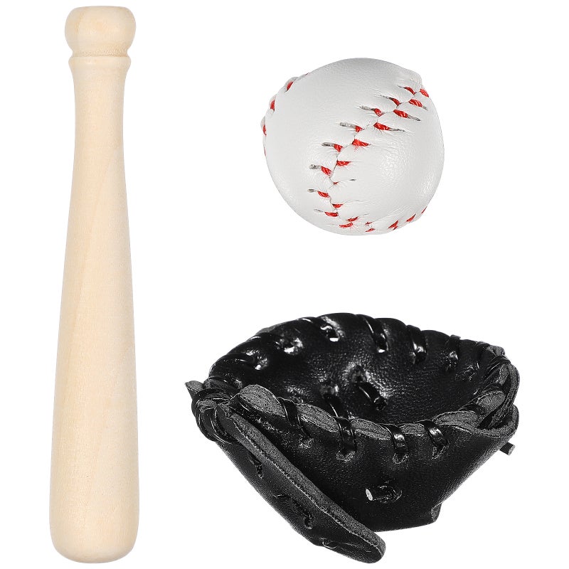 1 Set of Miniature Baseball Bats Gloves Kit Decorative Simulation Tiny House Accessories - Image 1