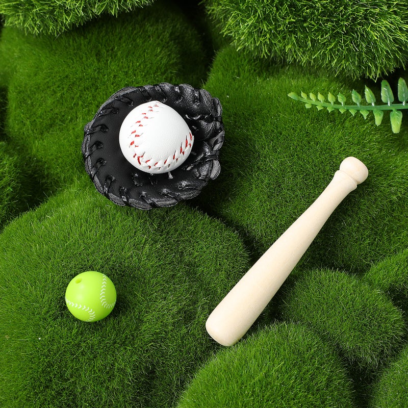 1 Set of Miniature Baseball Bats Gloves Kit Decorative Simulation Tiny House Accessories - Image 3